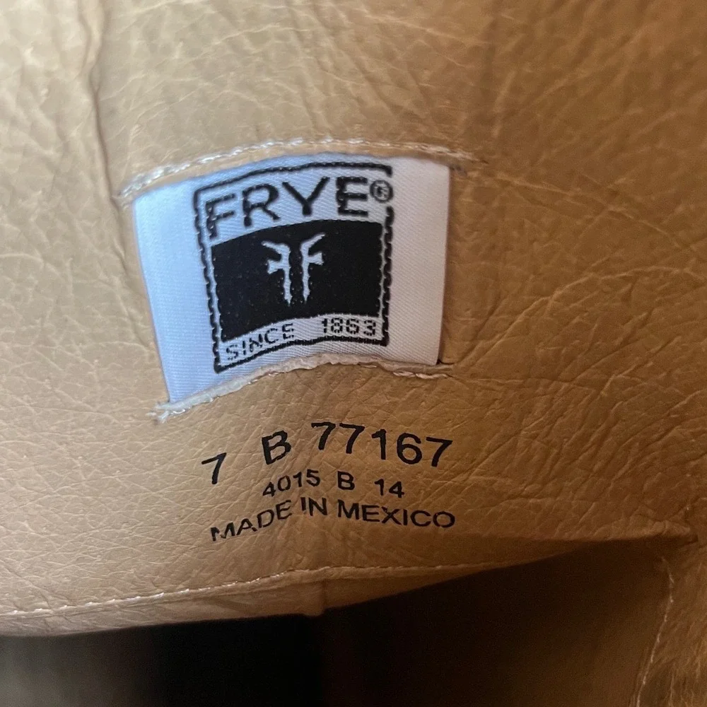 FRYE Melissa Lug Button Tall Riding Boots 77167 Brown Leather Side Zip W Size 7‎